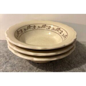 3 1980's Syracuse Speckled Fruit Bowls W/Brown Floral Design   # 2770